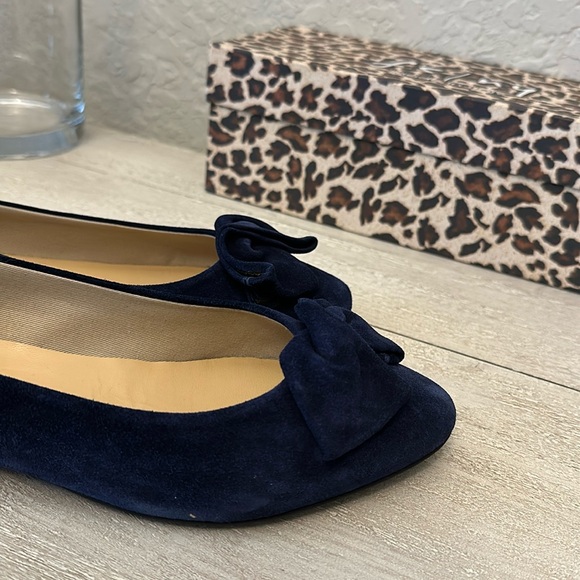 FRENCH SOLE fs/ny Women's 9.0 MADE IN ITALY  Pointed Toe Bow Detail Navy Suede - Picture 4 of 13